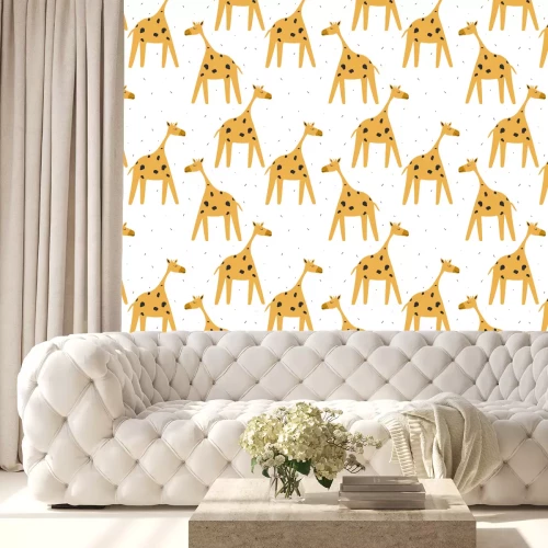 Tapete Niedliche Tiere für Kinder auf weißem Hintergrund