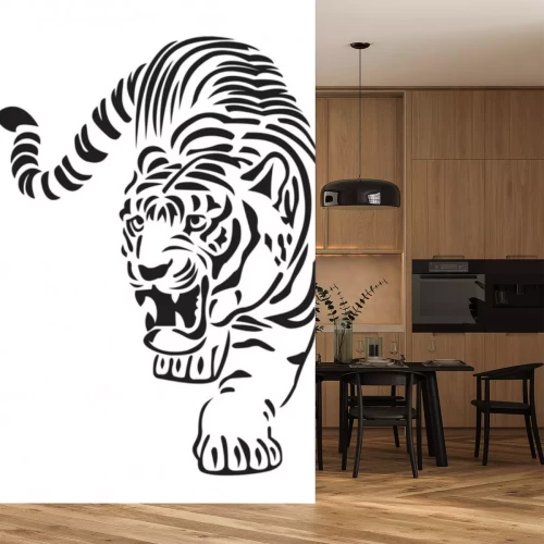 Sticker Tiere hockender Tiger auf gekrümmten Pfoten