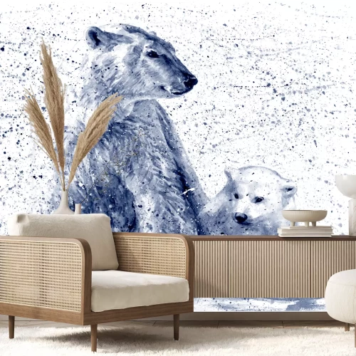 Fototapete Eisbärchen auf abstrakter Illustration