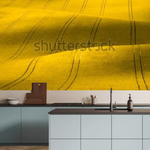 Fototapete Frühlingslandschaft gelbes Rapsfeld Natur