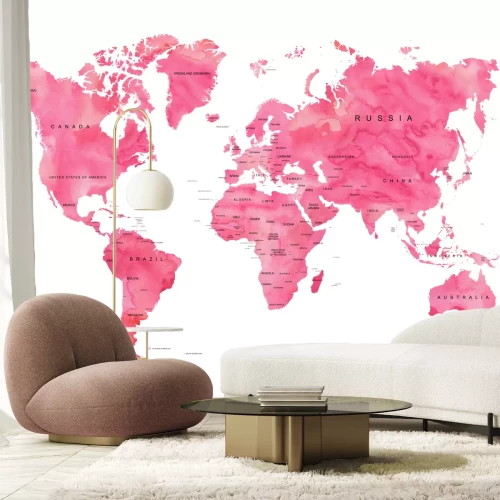 Fototapete Weltkarte in Rosatönen