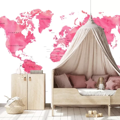 Fototapete Weltkarte in Rosatönen