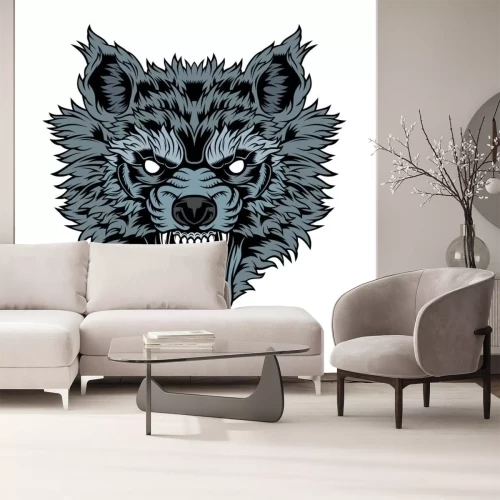 Sticker Wolfskopf mit einem bedrohlichen Gesichtsausdruck