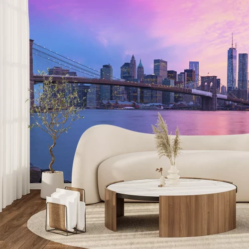 Fototapete New York City Manhattan panorama at sunset 