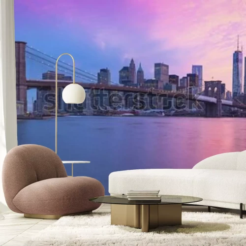 Fototapete New York City Manhattan panorama at sunset 