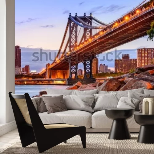 Fototapete New York City, USA at the Manhattan Bridge spanning the East River.