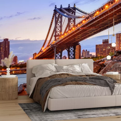 Fototapete New York City, USA at the Manhattan Bridge spanning the East River.