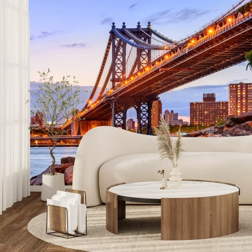 Sticker New York City, USA at the Manhattan Bridge spanning the East River.