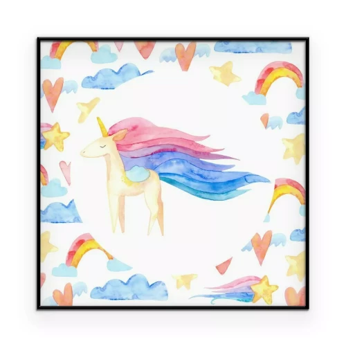 Poster Einhorn mit Regenbogenmähne