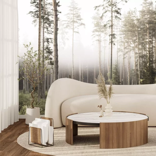 Fototapete Bäume im weißen Nebel