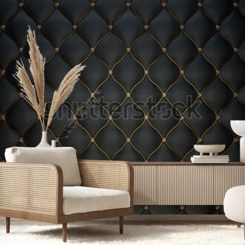 Fototapete Imitation von schwarzem gestepptem Material