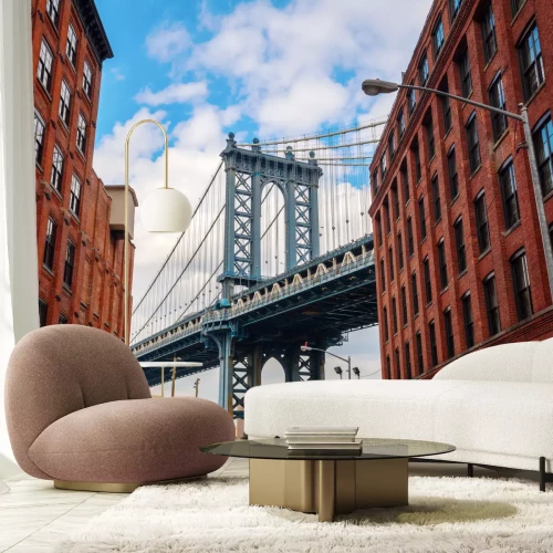 Fototapete Manhattan Bridge seen from Dumbo, Brooklyn, New York City