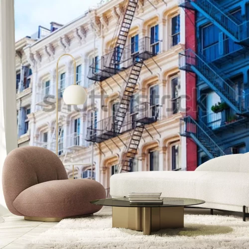 Fototapete New York und Stadthäuser