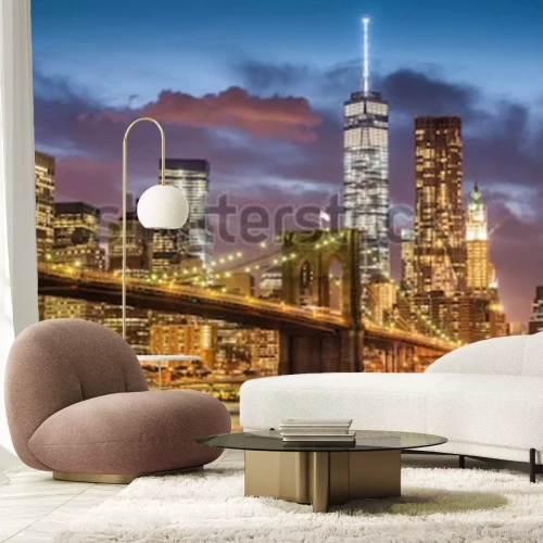 Fototapete Beleuchtete Brooklyn Bridge