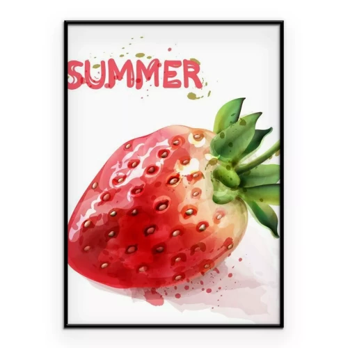 Poster Ein Gemälde einer saftigen Erdbeere