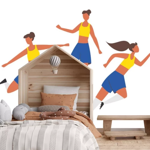 Sticker Die Mädchen spielen Fußball