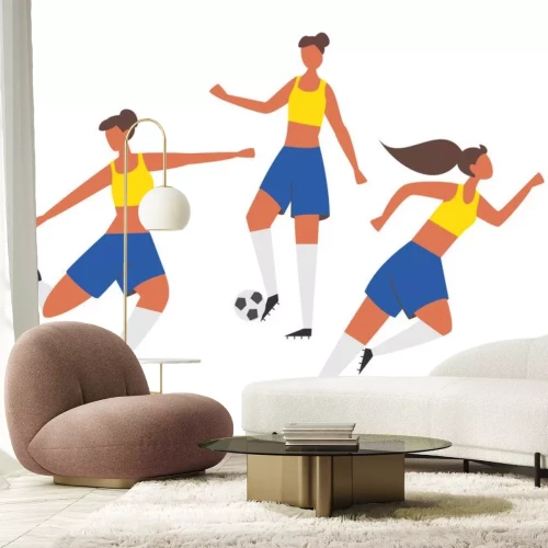 Sticker Die Mädchen spielen Fußball