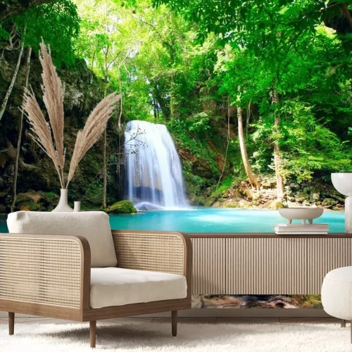 Fototapete Wasserfall in grüner Wildnis