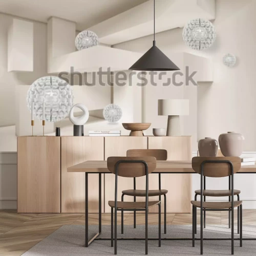 Sticker Illustration des 3D-Kristallkugelmusters auf einer dekorativen Hintergrund-3D-Tapete. Zeitgenössische Grafik