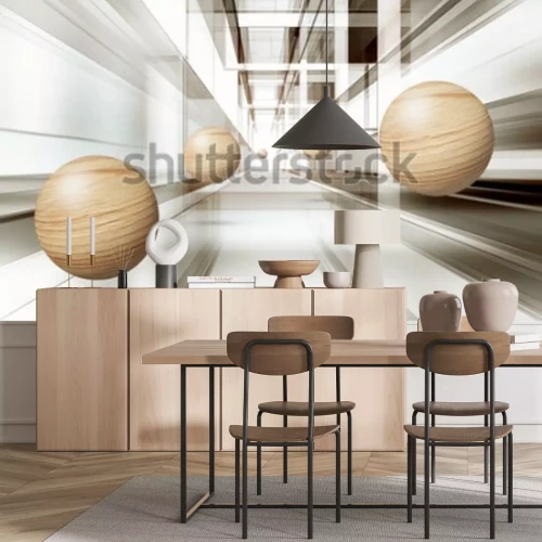 Fototapete Holzkugeln in Bewegung