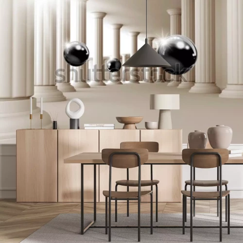 Fototapete Räumliche 3D-Kugeln und -Säulen