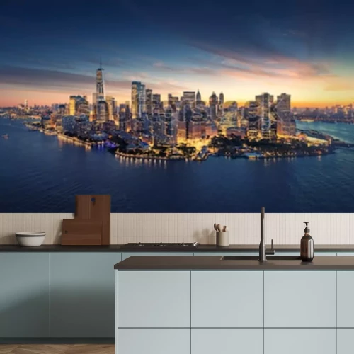 Fototapete Stadt bei Nacht mit Lichtern