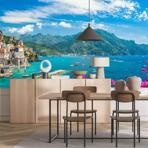 Fototapete Landscape with Atrani town at famous amalfi coast, Italy