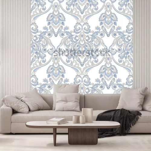 Sticker Vektor Blumentapete. Klassische barocke Blumenverzierung. Nahtloses Vintage-Muster