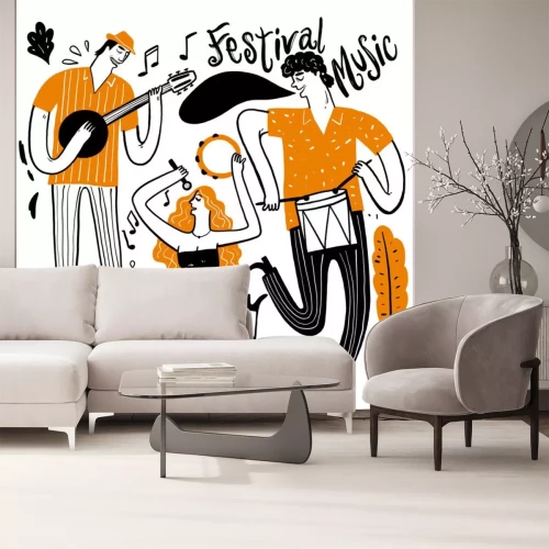 Sticker Musikfestival mit einer dreiköpfigen Band Grafik