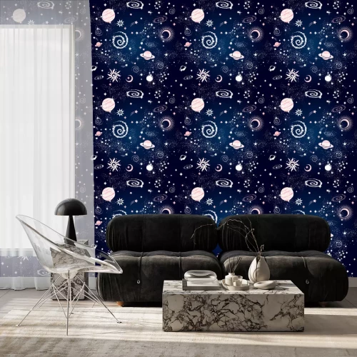 Tapete Space Galaxy constellation seamless pattern print could be used for textile, zodiac star yoga mat, phone case