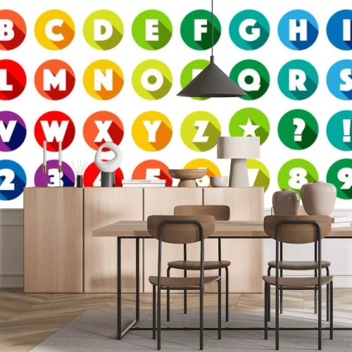 Sticker Alphabet und Zahlen in bunten Kreisen
