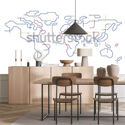 Sticker Vektor-Umrisskarte der Welt