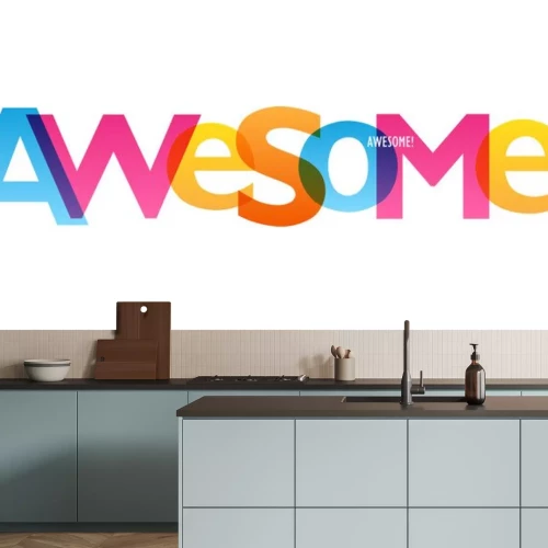 Sticker AWESOME! colorful vector typography banner