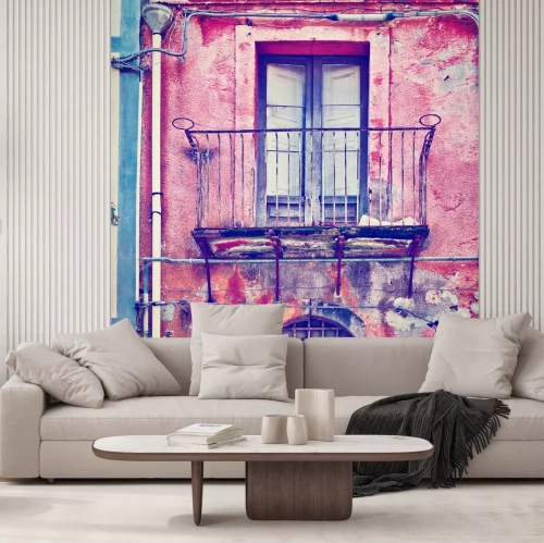 Fototapete Bunte fassade mit balkon