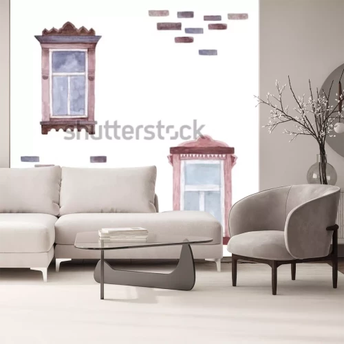 Fototapete Fenster mit aquarell gemalt