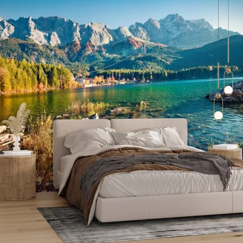 Fototapete Felsige Berge und See