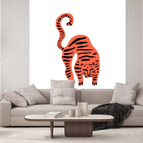 Sticker Lustiger hockender Tiger