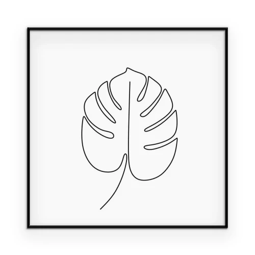 Poster Muster mit Monstera-Blattumriss auf weißem Hintergrund