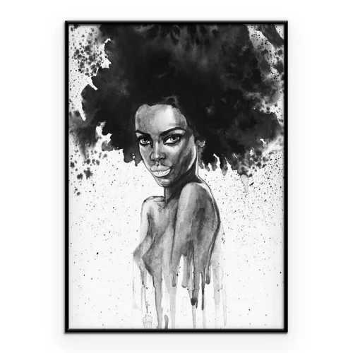 Poster Porträt einer afroamerikanischen Frau in Aquarell