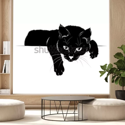 Sticker Grafik einer Katze mit weit geöffneten Augen