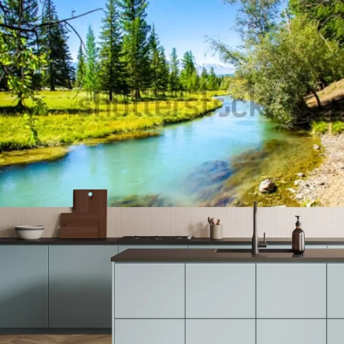 Fototapete Fluss und Wald