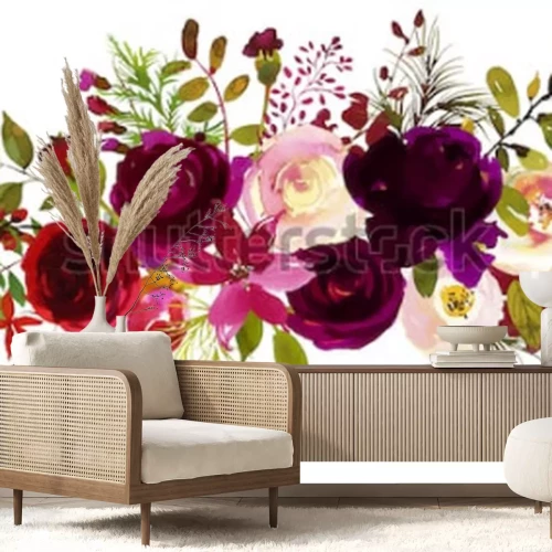 Sticker Vintage-Blumen auf einem Rosenarrangement