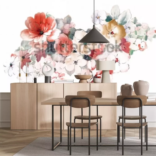 Sticker Zarte Malerei mit Blumen