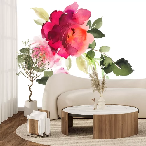 Sticker Mit Aquarellfarbe gemalte Vintage-Blumen