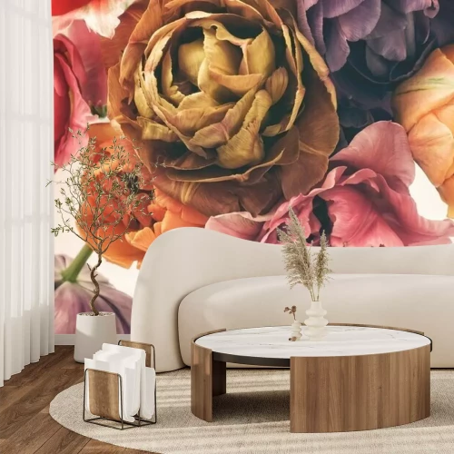 Fototapete Colorful tulips in vintage style