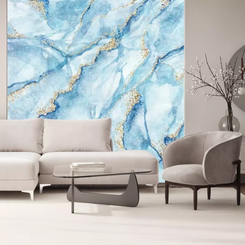 Fototapete Hellblauer rissiger Marmor