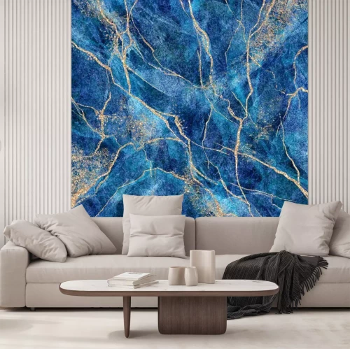 Fototapete Blauer rissiger Marmor