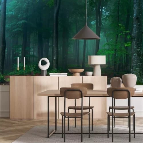 Fototapete Waldpanorama im Nebel