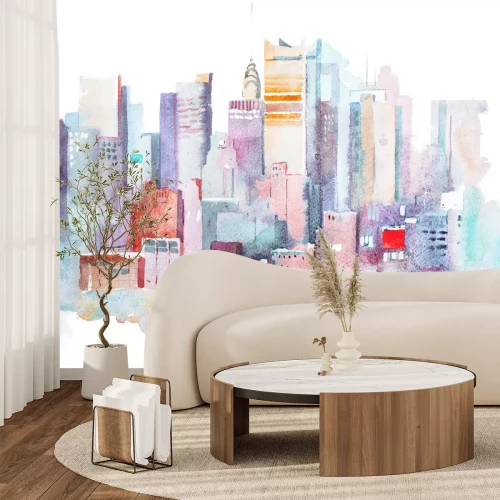 Sticker Aquarellzeichnung von New York Cityscape, USA. Manhattan Aquarellmalerei