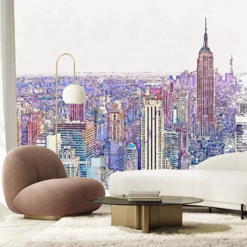 Fototapete Aquarell-Skyline